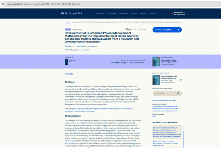 “Building a Framework for Online Archives Exhibitions”